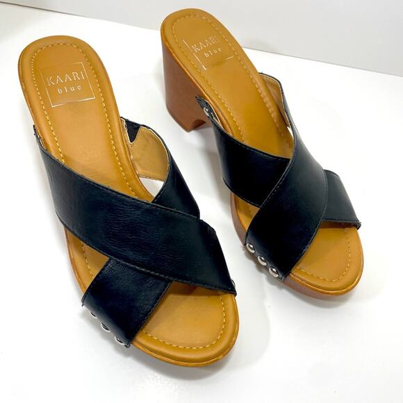 Kari Blue Strap Sandals Black Nail Head Accents Size 9 - Picture 6 of 15